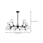 Lustre industriel moderne Sputnik en verre noir à 9-18 lumières