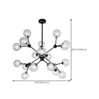 Lustre industriel moderne Sputnik en verre noir à 9-18 lumières