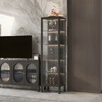 Vitrine à portes vitrées et cadre en métal blanc pour salon