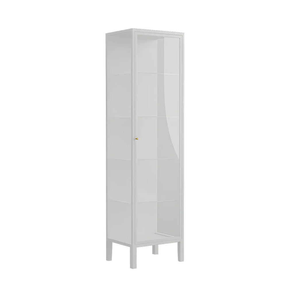 Vitrine à portes vitrées et cadre en métal blanc pour salon