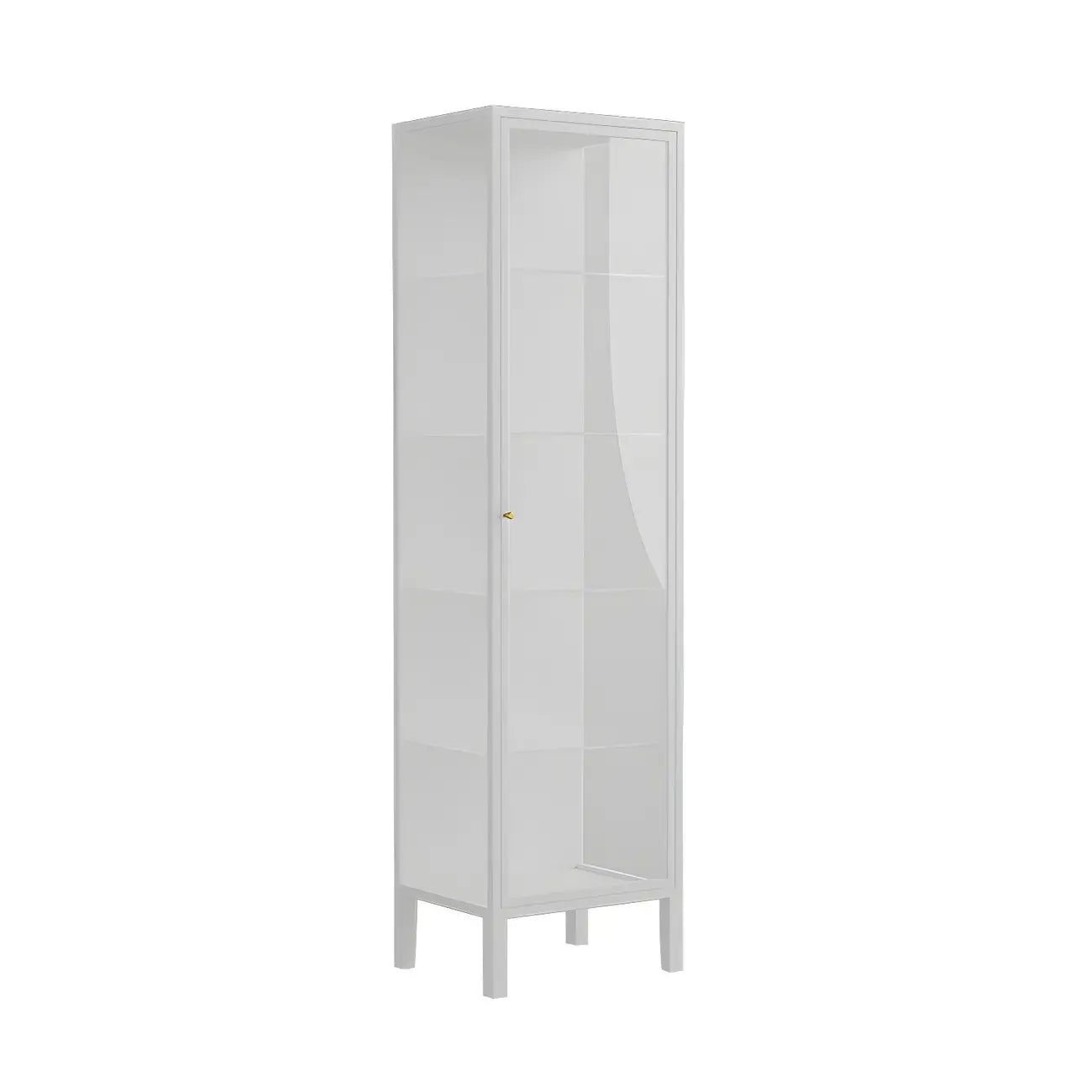 Vitrine à portes vitrées et cadre en métal blanc pour salon