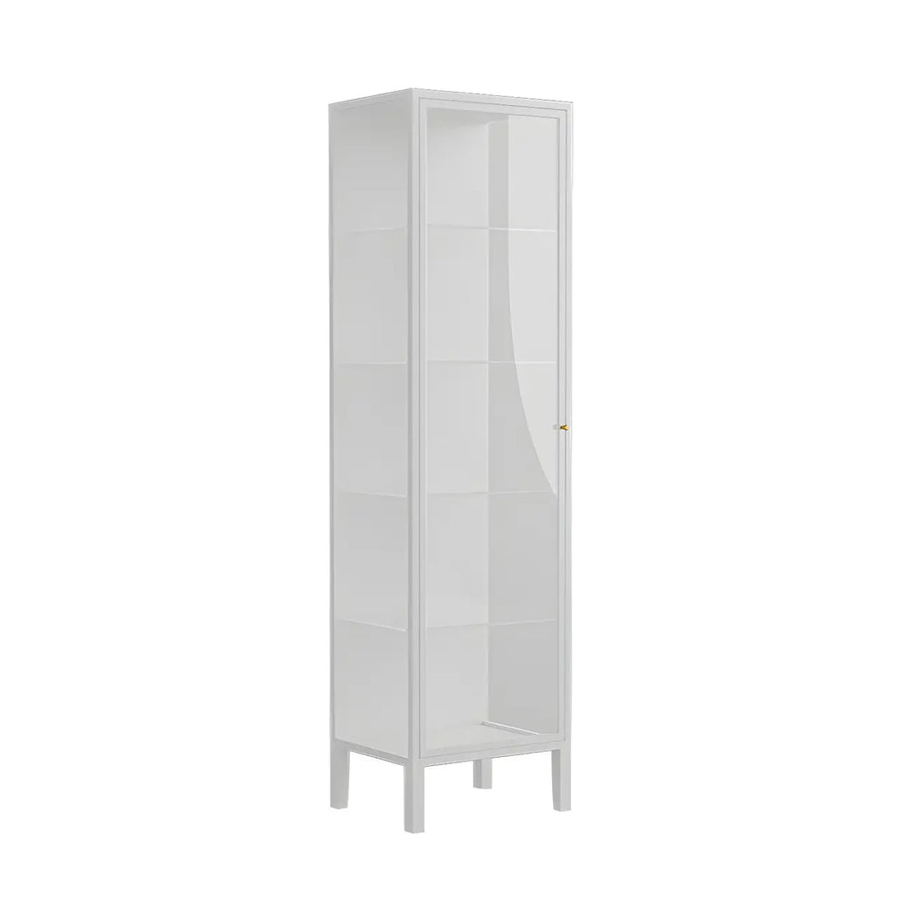 Vitrine à portes vitrées et cadre en métal blanc pour salon