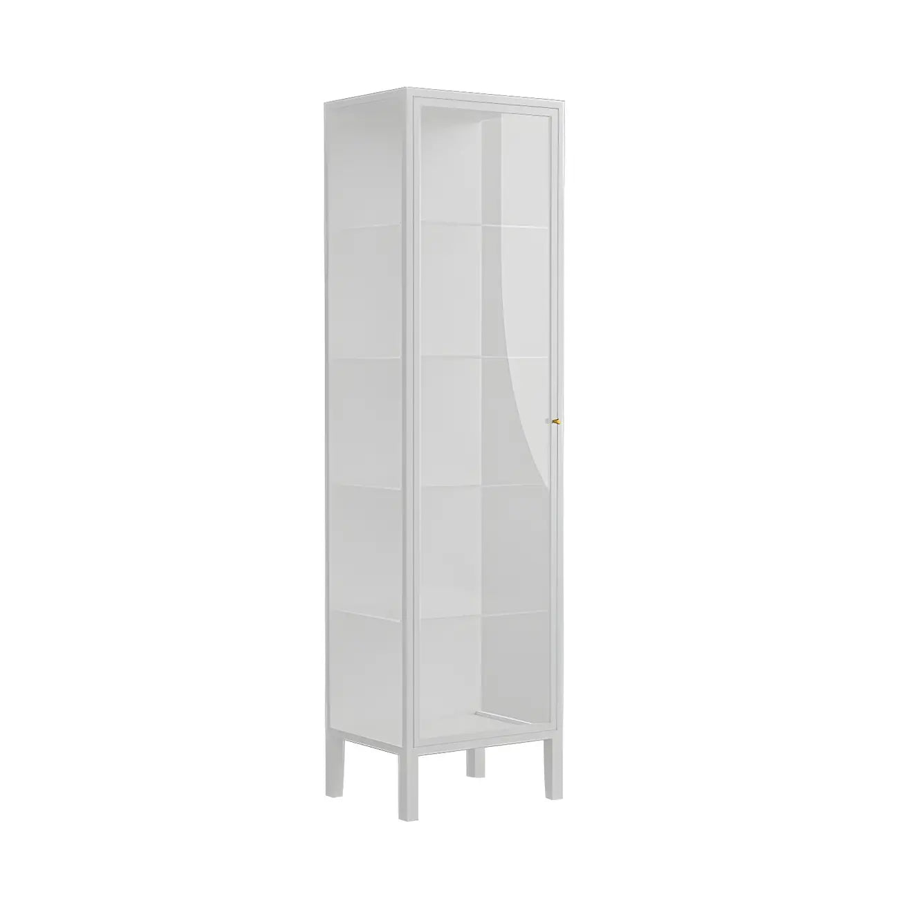 Vitrine à portes vitrées et cadre en métal blanc pour salon