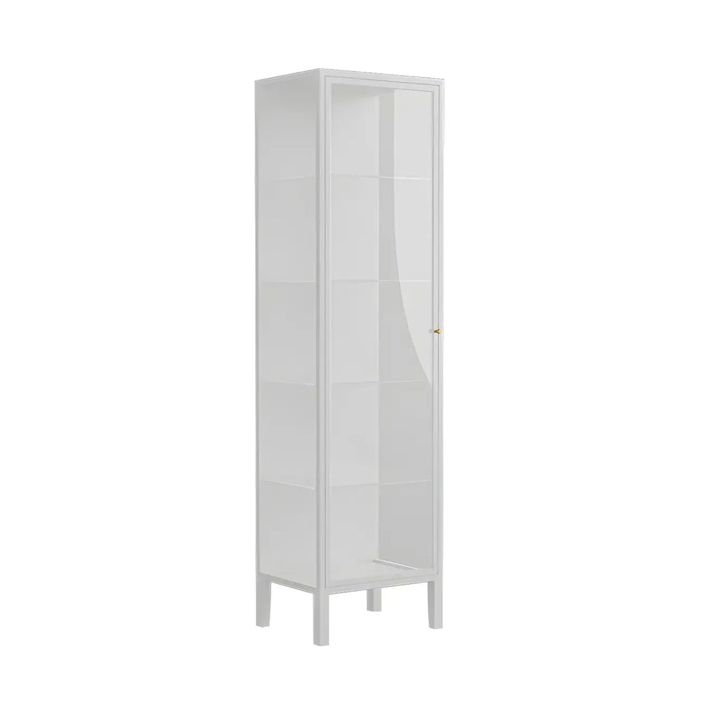 Vitrine à portes vitrées et cadre en métal blanc pour salon
