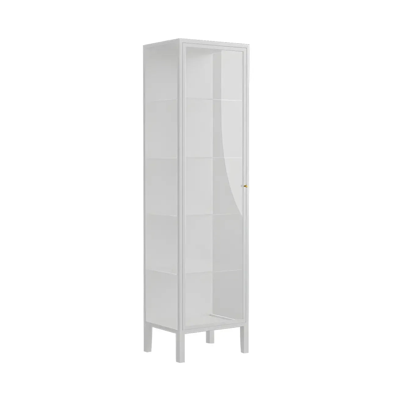 Vitrine à portes vitrées et cadre en métal blanc pour salon