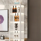Vitrine à portes vitrées et cadre en métal blanc pour salon