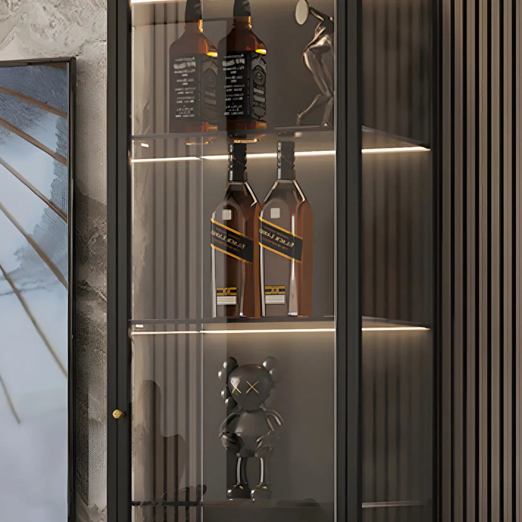 Vitrine à portes vitrées et cadre en métal blanc pour salon