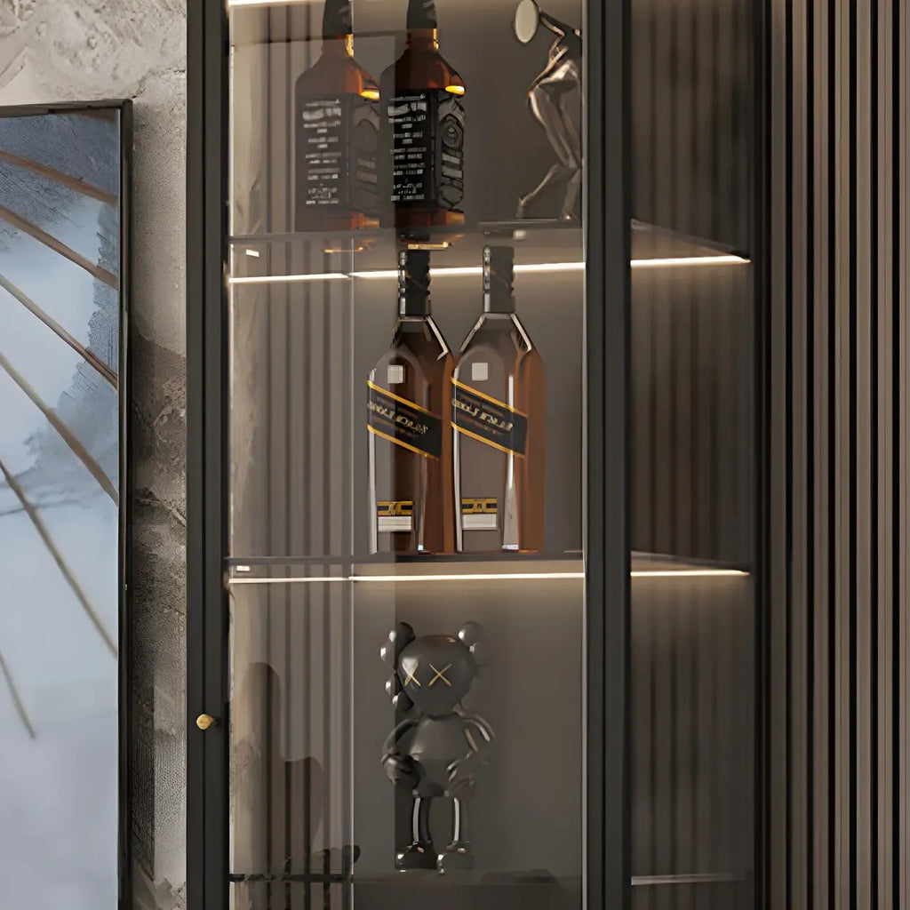 Vitrine à portes vitrées et cadre en métal blanc pour salon