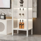Vitrine à portes vitrées et cadre en métal blanc pour salon