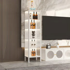 Vitrine à portes vitrées et cadre en métal blanc pour salon