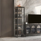 Vitrine à portes vitrées et cadre en métal blanc pour salon