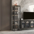 Vitrine à portes vitrées et cadre en métal blanc pour salon