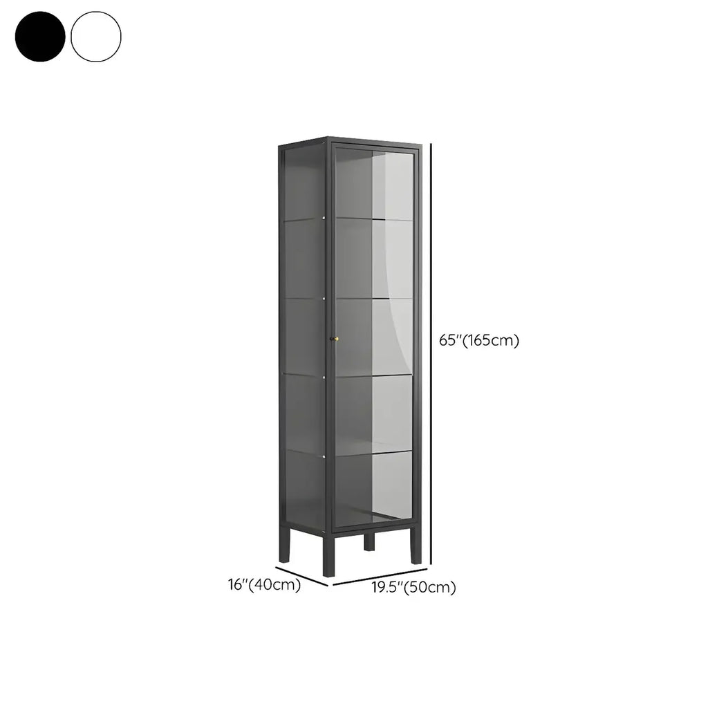 Vitrine à portes vitrées et cadre en métal blanc pour salon