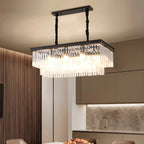 Suspension rectangulaire contemporaine en cristal transparent