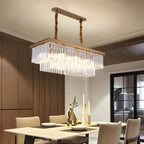 Suspension rectangulaire contemporaine en cristal transparent