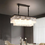 Suspension rectangulaire contemporaine en cristal transparent