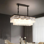 Suspension rectangulaire contemporaine en cristal transparent