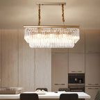Suspension rectangulaire contemporaine en cristal transparent