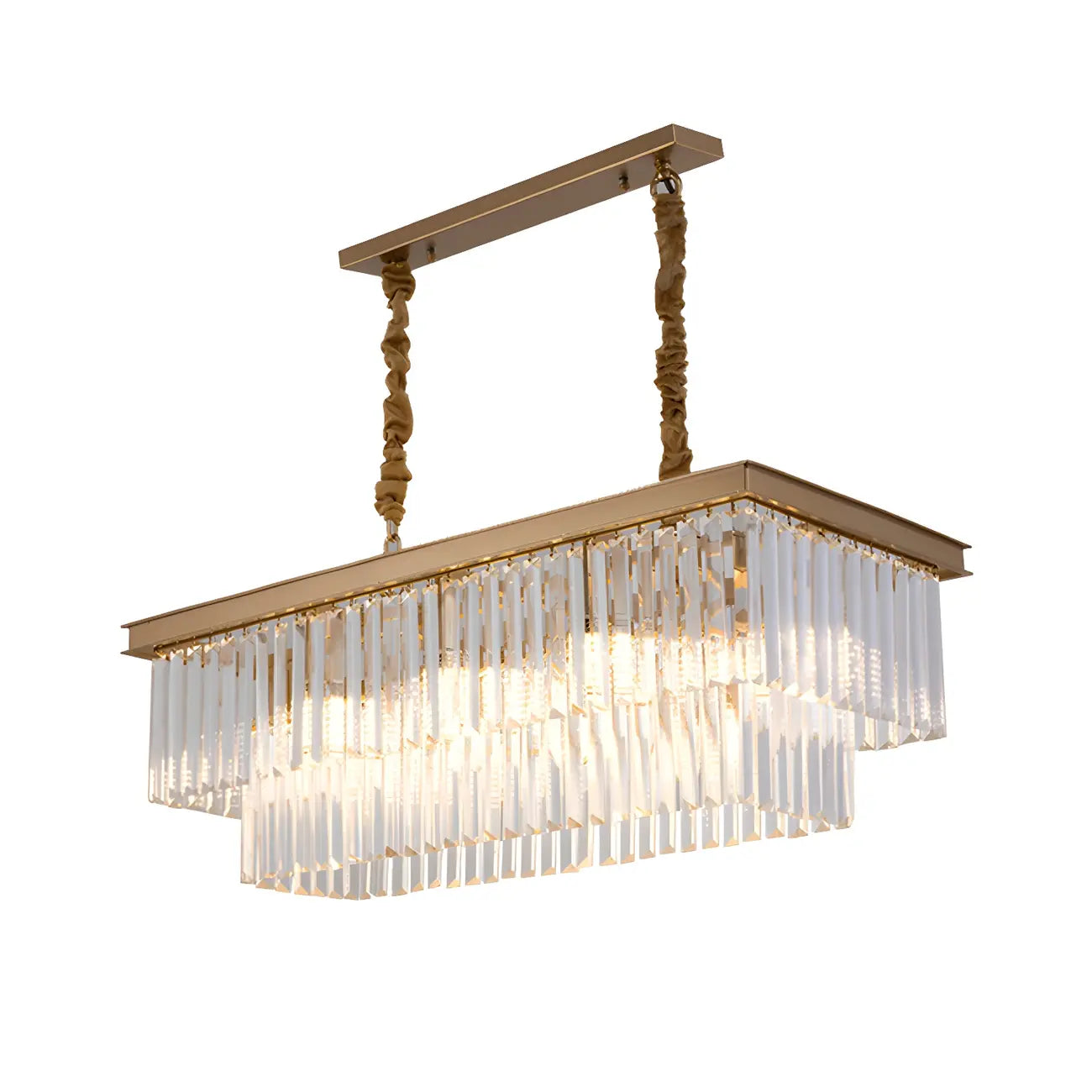 Suspension rectangulaire contemporaine en cristal transparent