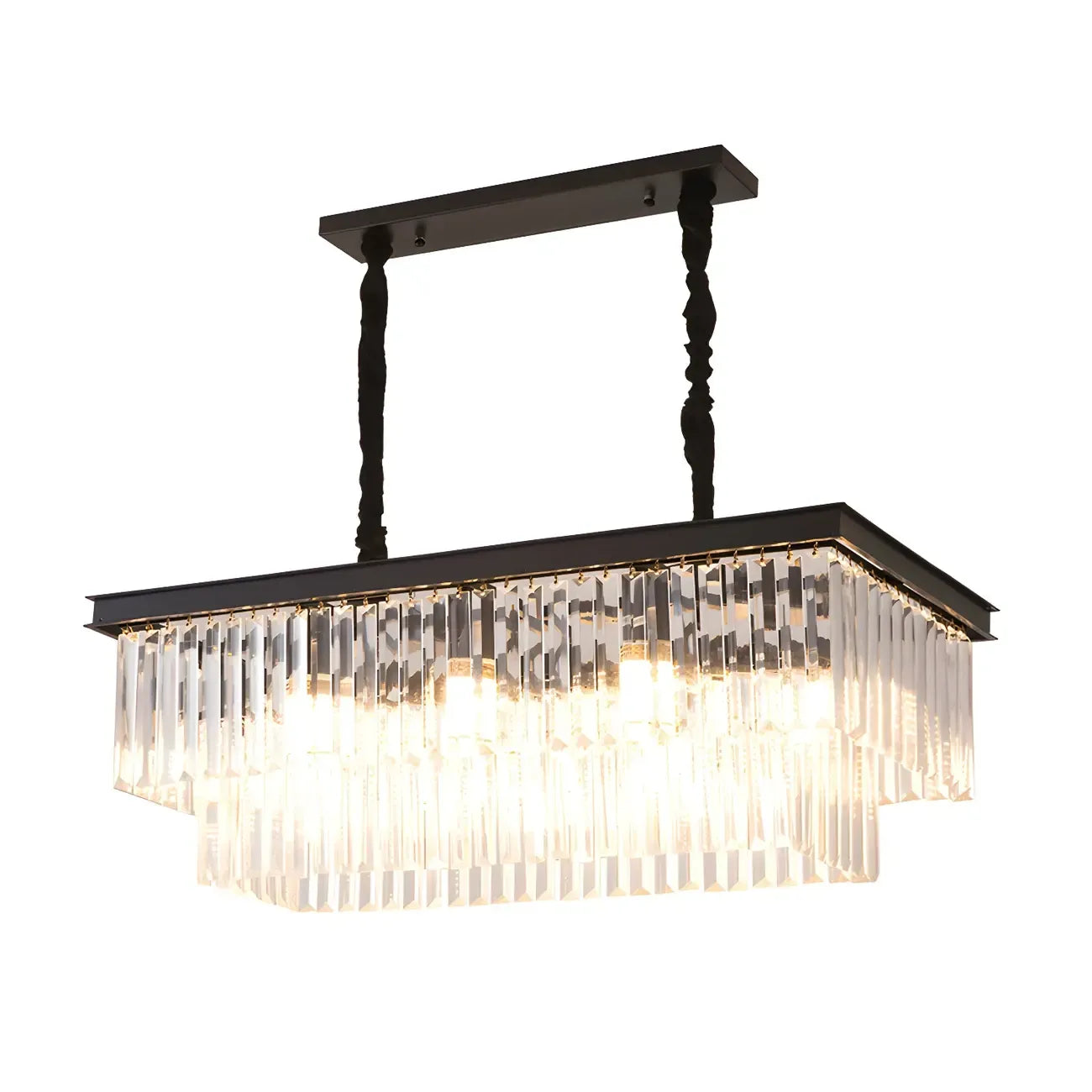 Suspension rectangulaire contemporaine en cristal transparent
