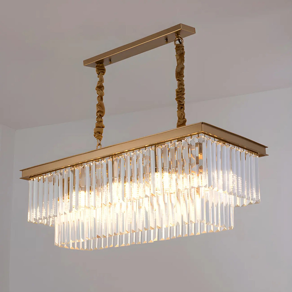 Suspension rectangulaire contemporaine en cristal transparent