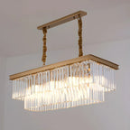 Suspension rectangulaire contemporaine en cristal transparent