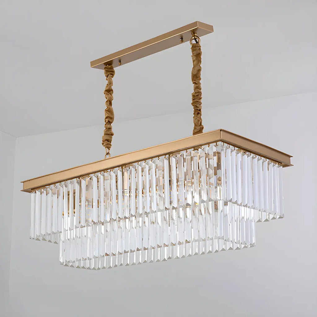 Suspension rectangulaire contemporaine en cristal transparent