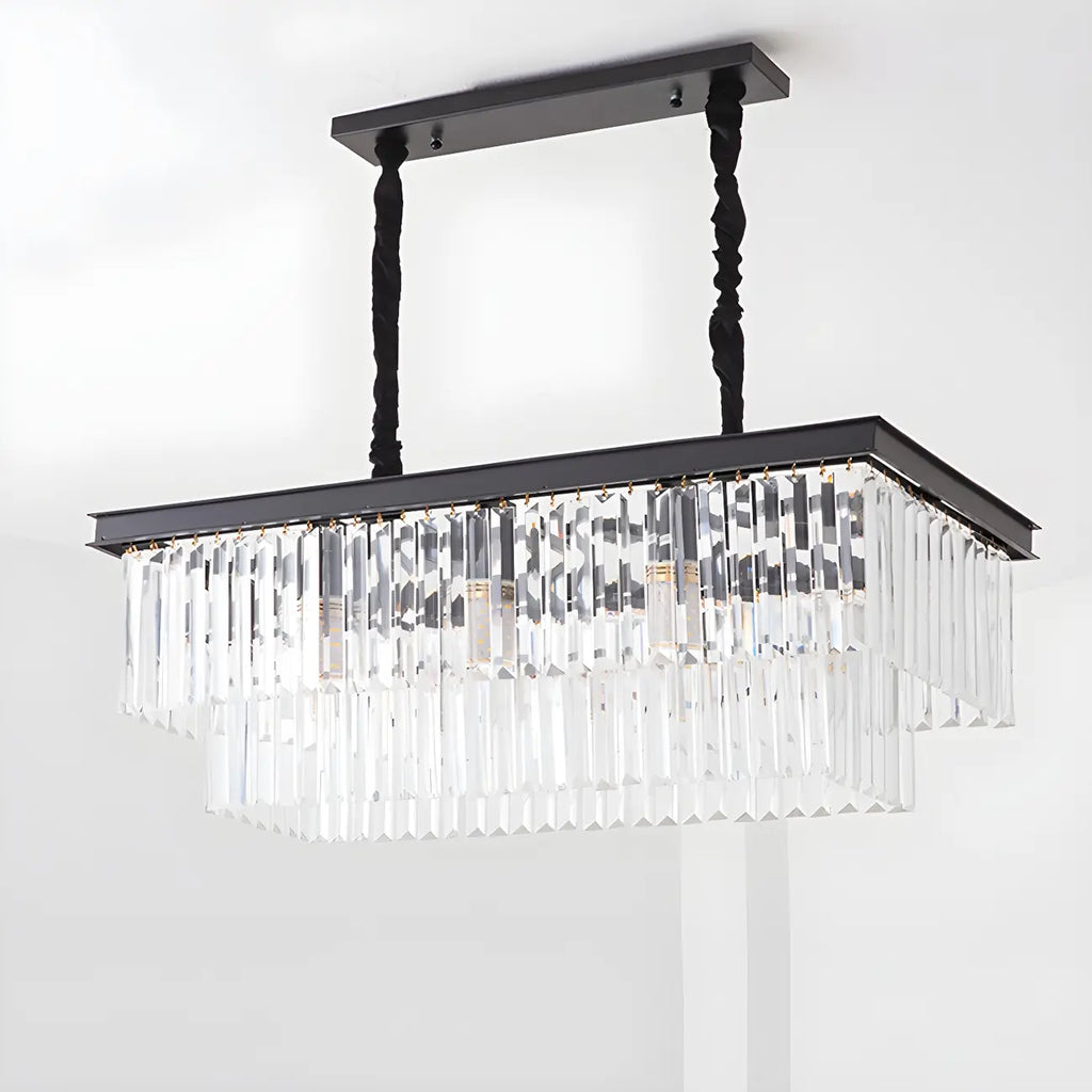 Suspension rectangulaire contemporaine en cristal transparent