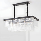 Suspension rectangulaire contemporaine en cristal transparent