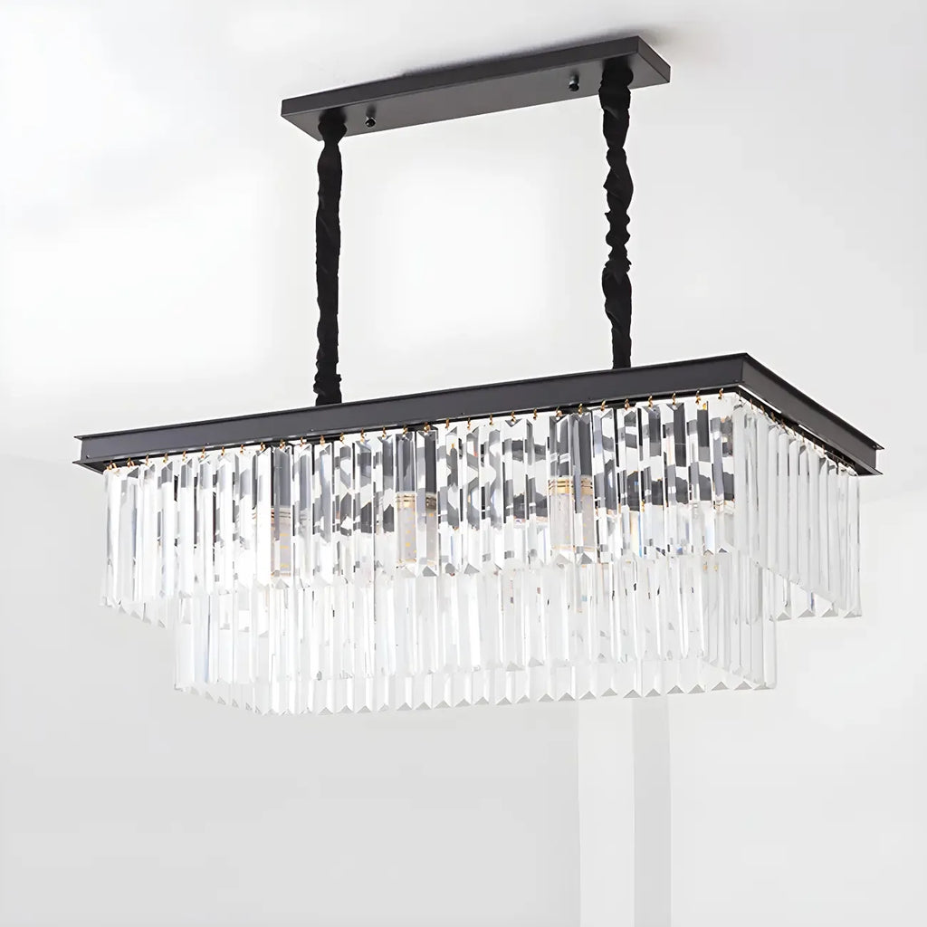 Suspension rectangulaire contemporaine en cristal transparent