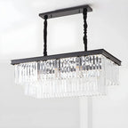 Suspension rectangulaire contemporaine en cristal transparent