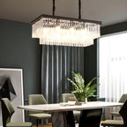 Suspension rectangulaire contemporaine en cristal transparent