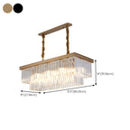 Suspension rectangulaire contemporaine en cristal transparent