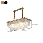 Suspension rectangulaire contemporaine en cristal transparent