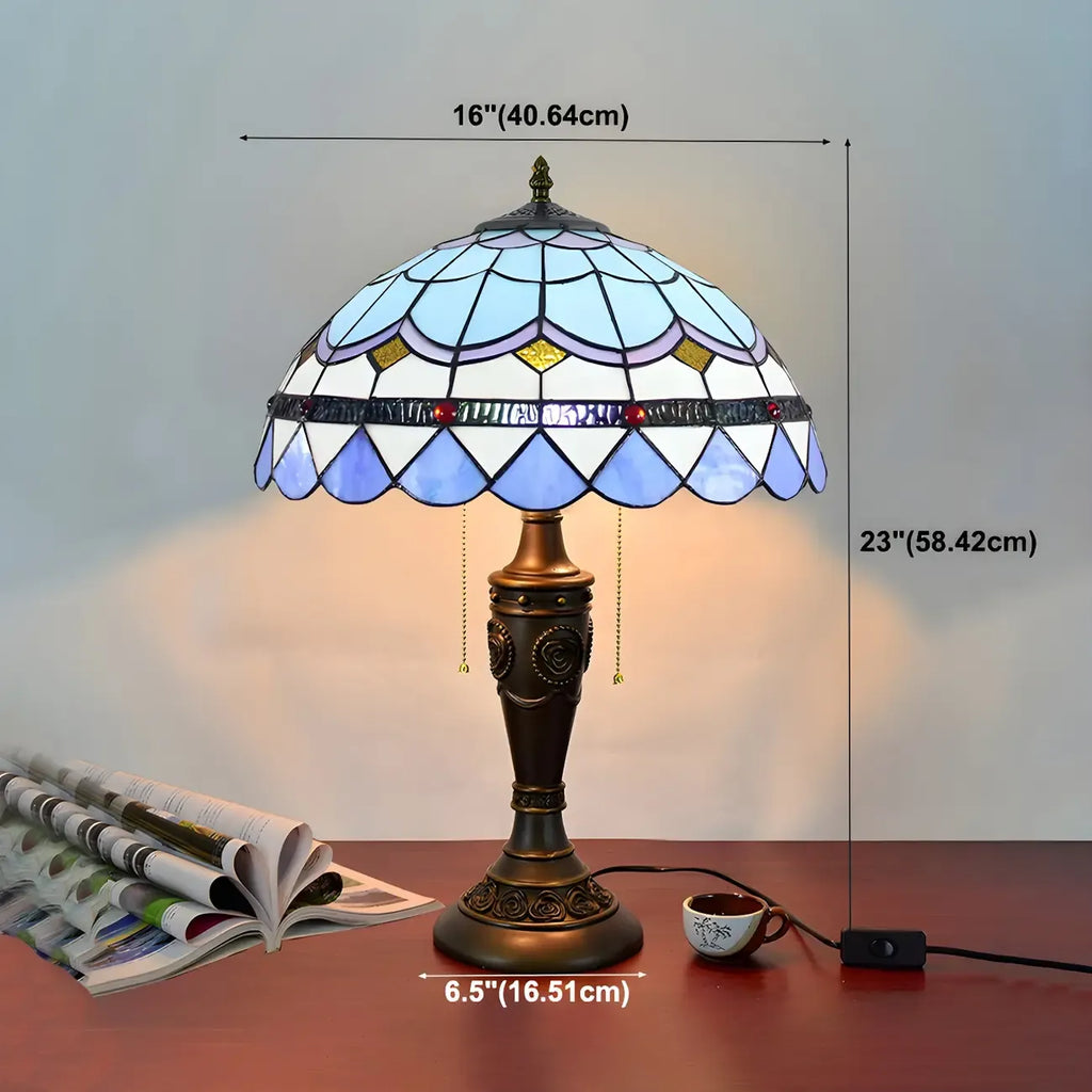 Lampe de table HomeyFad à 2 lumières avec dôme en verre et acier inoxydable de style vintage