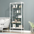 Vitrine à étagères en verre et cadre en métal noir