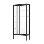 Vitrine à étagères en verre et cadre en métal noir