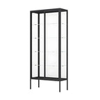 Vitrine à étagères en verre et cadre en métal noir
