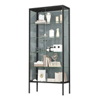 Vitrine à étagères en verre et cadre en métal noir