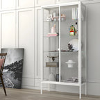 Vitrine à étagères en verre et cadre en métal noir