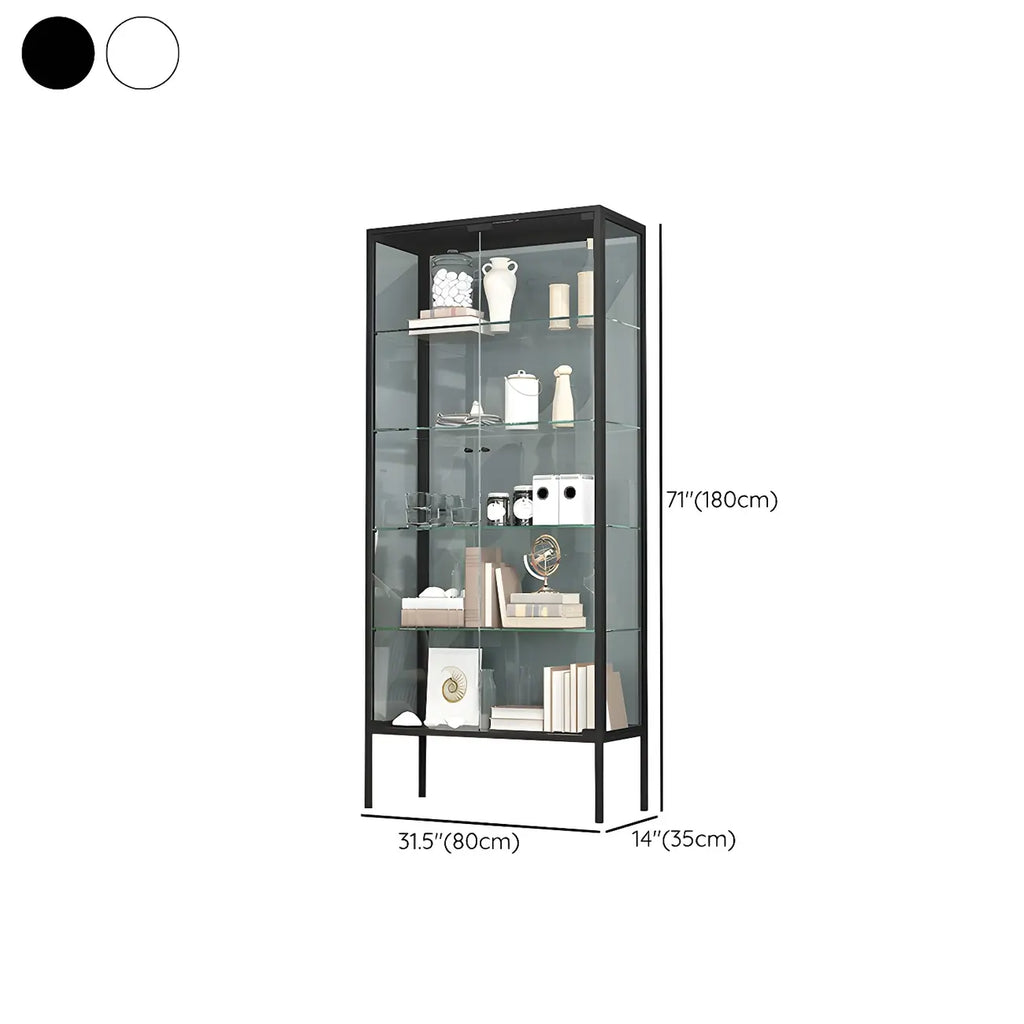 Vitrine à étagères en verre et cadre en métal noir