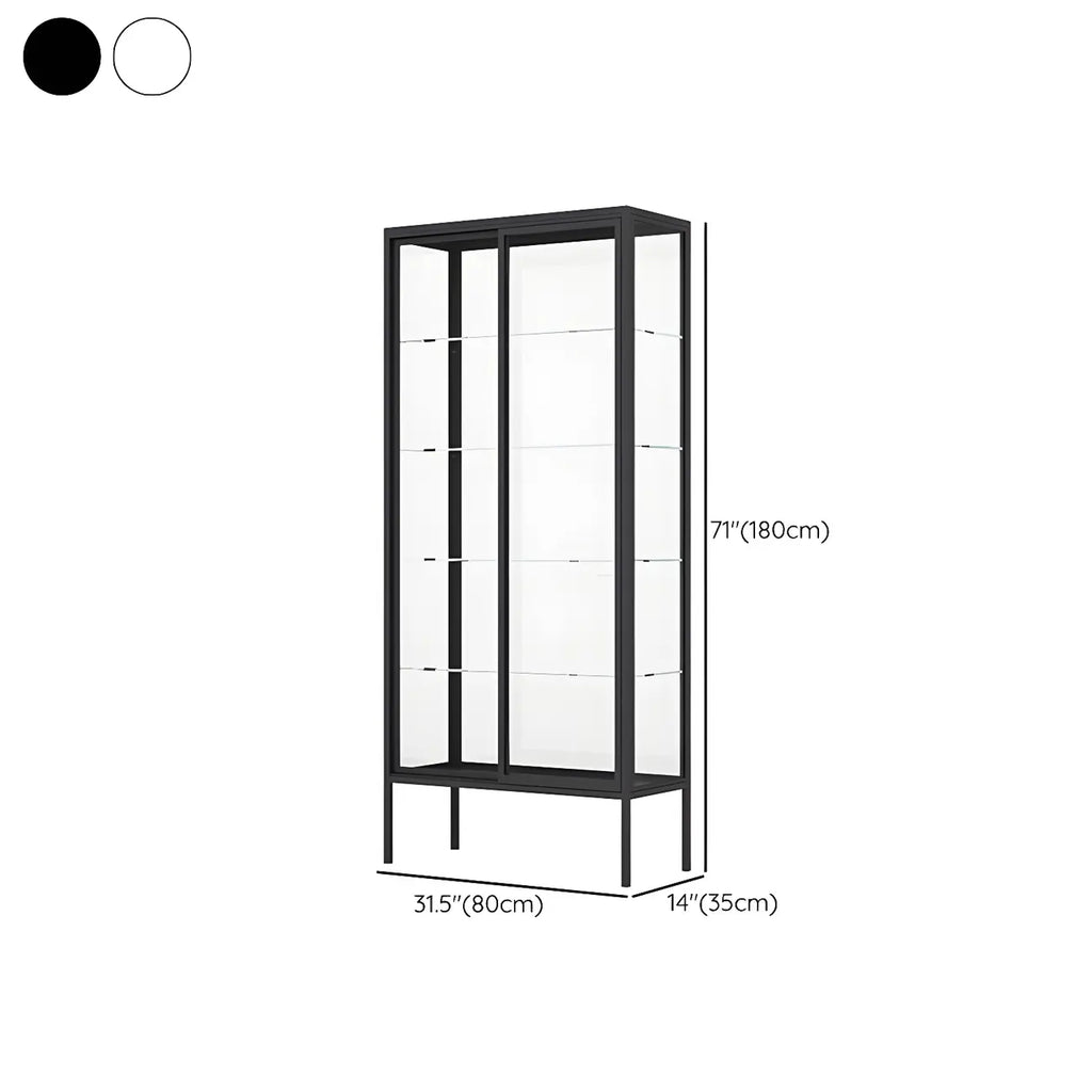 Vitrine à étagères en verre et cadre en métal noir