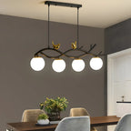 Lampadario a sospensione industriale nero con globo a 4 luci per isola cucina