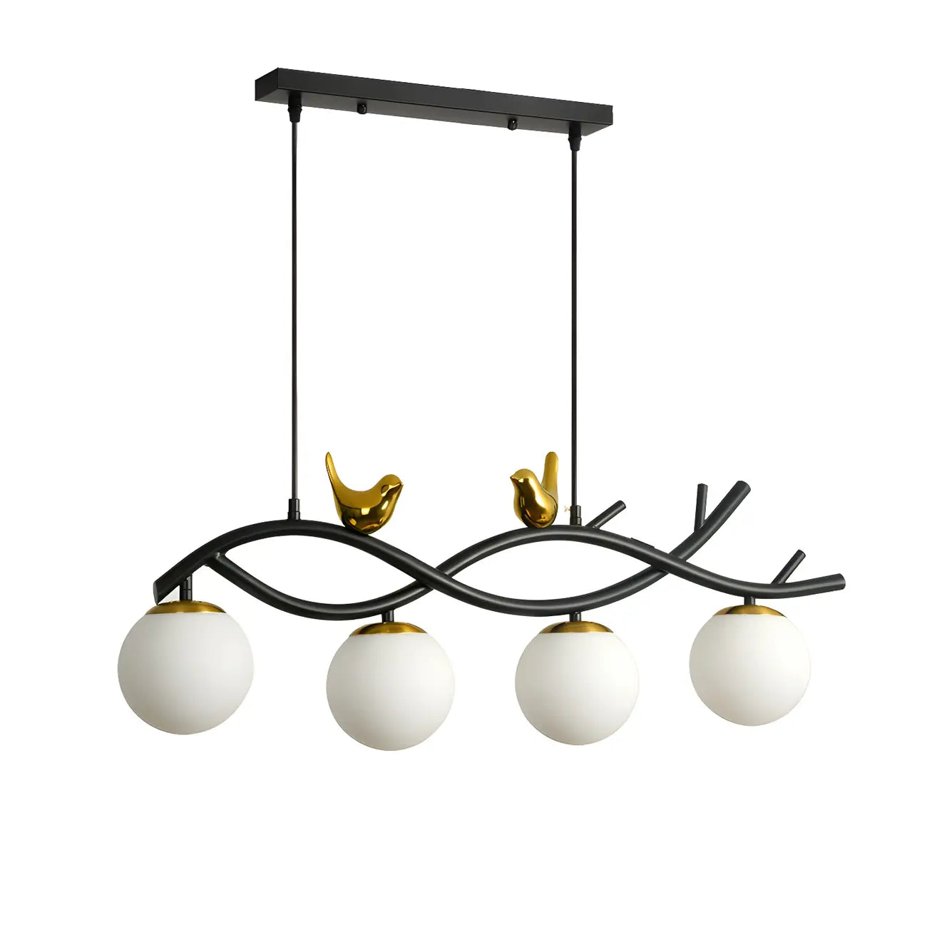 Lampadario a sospensione industriale nero con globo a 4 luci per isola cucina