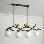 Lampadario a sospensione industriale nero con globo a 4 luci per isola cucina