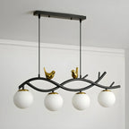 Lampadario a sospensione industriale nero con globo a 4 luci per isola cucina