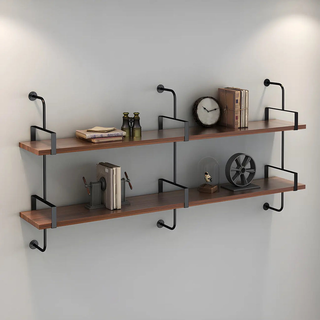 Bibliothèque flottante industrielle à 3 niveaux en bois