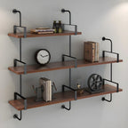 Bibliothèque flottante industrielle à 3 niveaux en bois