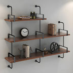 Bibliothèque flottante industrielle à 3 niveaux en bois