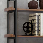 Libreria espositiva industriale a 5 ripiani in metallo e legno marrone